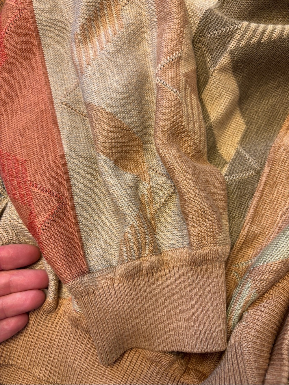 St Croix Men's V-Neck Button Cardigan Sweater in Tan Multi color large vintage - Picture 6 of 10